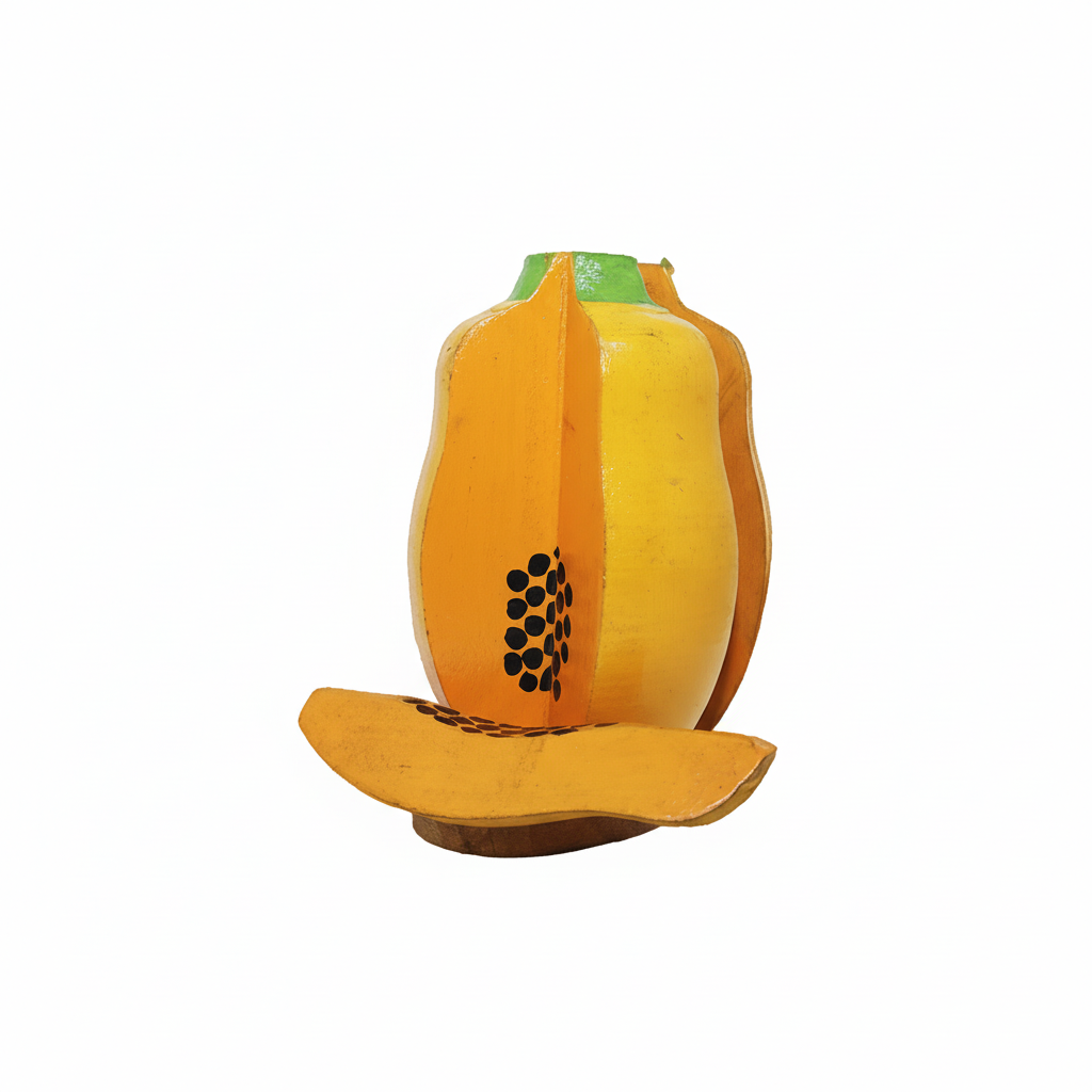 Handcrafted Wooden Papaya Napkin Holder - Tropical Folk Art Design