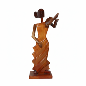 Handcrafted Stylized Wooden Violinist Table Sculpture