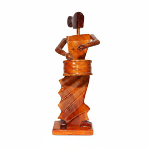 Handcrafted Stylized Wooden Drummer Table Sculpture
