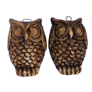 Handcrafted Gypsum Wall Owl Figurines Set (Set of 2)