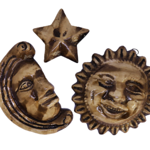 Handmade Gypsum Sun, Moon, and Star Wall Décor Set (Set of 3)