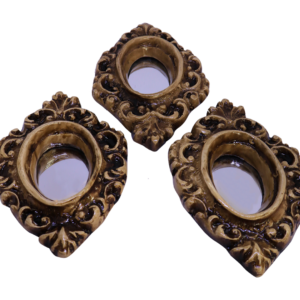 Handcrafted Gypsum Oval Decorative Wall Mirror Set (Set of 3)