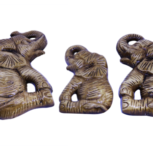 Handmade Gypsum Sitting Elephant Wall Sculptures Set (Set of 3)