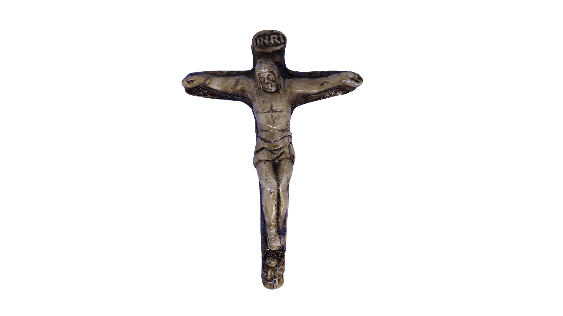 Handcrafted Gypsum Crucifix Wall Sculpture
