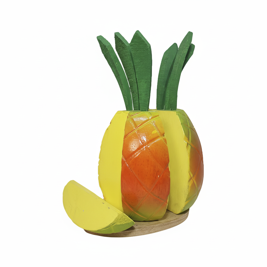 Handcrafted Wooden Pineapple Napkin Holder - Tropical Folk Art Design