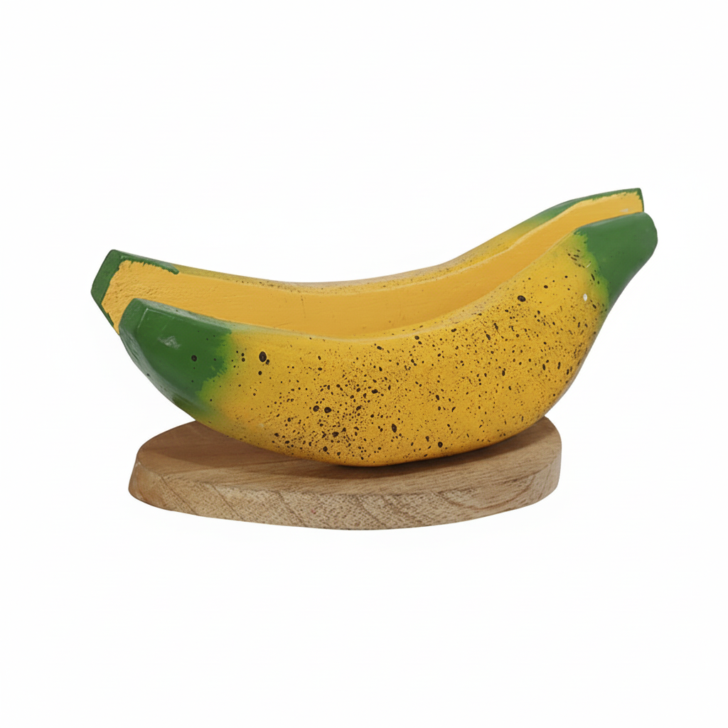 Handcrafted Wooden Banana Napkin Holder - Tropical Folk Art Design