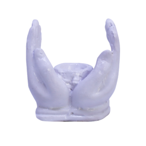 Handcrafted Gypsum Cupped Hands Candle Holder Table Deco