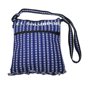 Medium Handwoven Cotton El Salvador Crossbody Bag - Blue&White pattern Motif