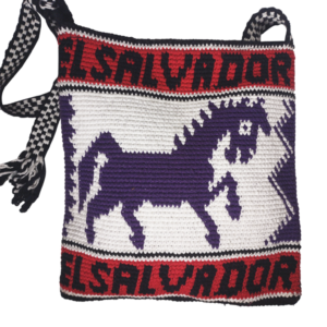 Large Handwoven Cotton El Salvador Crossbody Bag - Horse Motif