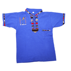 Hand-Embroidered El Salvador Blue Cotton Folk Men's Shirt - Torogoz Bird Motif