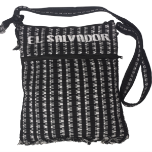 Medium Handwoven Cotton El Salvador Crossbody Bag - Black&White pattern Motif