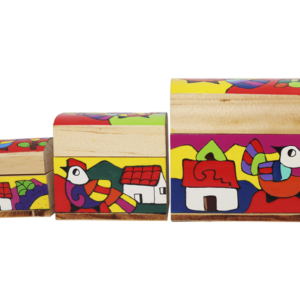 Small Colorful Artisan Wooden Treasure Boxes (Set of 3)