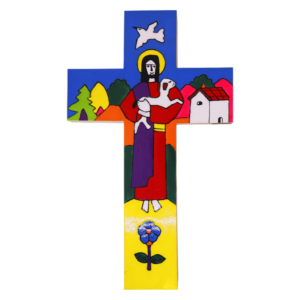 Large Painted Wooden Cross