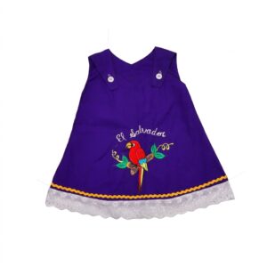 Lavender Purple Girls' Dress Hand-Embroidered Artisanal Birds and Flowers