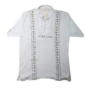 White Men's Guayabera Detailed Hand-Embroidered Artisanal Chest and Cuff Design