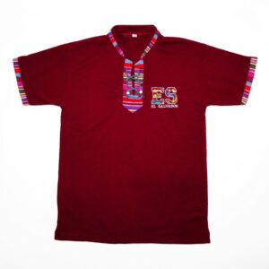 Dark Red El Salvador (ES) Men's Folk Shirt Hand-Embroidered Artisanal Collar