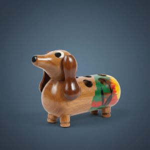 Handcrafted Wooden Dachshund Pencil Holder (7 Slots)