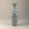Tall Handcrafted Clay Floor Vase - White & Gray Textured Motif